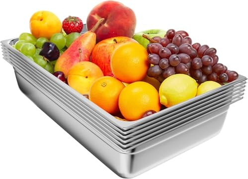 TAIMIKO 6 Stück GN Behälter 1/1 Edelstahl Gastro Behälter 53x32x10cm | Gastronormbehälter 1,0mm 1260g pro Stück lebensmittelechter & hitzebeständiger Speisebehälter für Speisen,Torten, Hotel,Küche