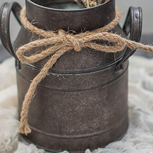 Tnfeeon Rustic Metal Milk Can Vase, Vintage Flower Can for Farmhouse Home Decor, 15cm Iron Jug for Weddings and Floral Arrangements (Black)