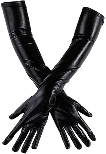 PARUPRUP Women's Sexy Faux Leather Long Gloves 50cm Wetlook Latex Handwear | Stretchy Elbow Mittens, Shiny Dress Up, Accessories 80's Opera, Party Clubwear, Adult Costume, Cosplay, Halloween, Christmas