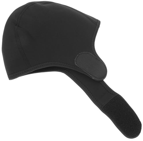 ULTECHNOVO Neoprene Swimming Cap for Men and Women, Keeps Warm and Protects Ears, Covers Ponytail and Braid, for Outdoor Swimming, Black Adjustable Swim Hat