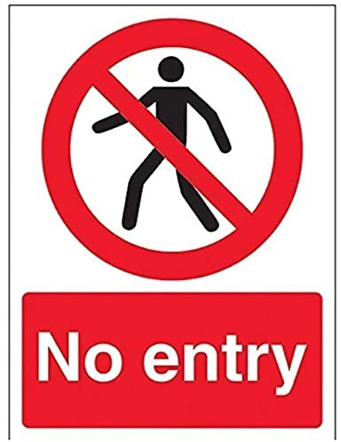 vsafety 52016 AN-R No Entry segnale divieto di accesso pedonale, Plastica rigida, verticale, 150 mm x 200 mm, colore: nero/rosso
