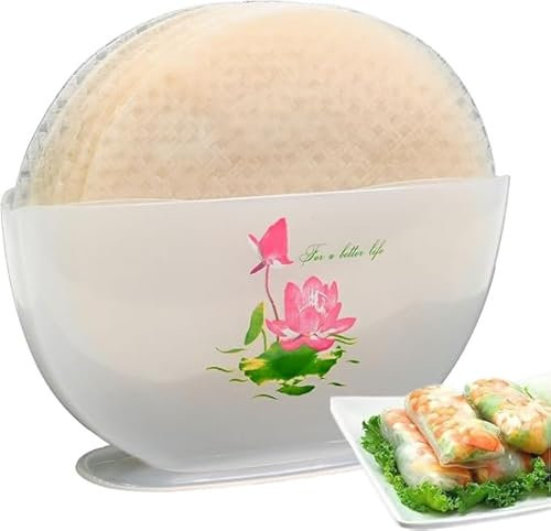 TANISA Summer Roll/Fresh Spring Roll Kit for Rice Paper Wrappers, Water Bowl for soaking Rice Paper/egg roll, holder for rice papers (White)