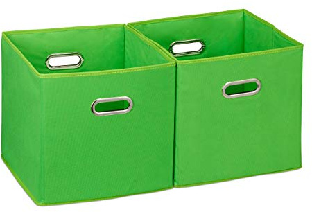 Relaxdays Aufbewahrungsbox 2er Set, ohne Deckel, mit Griff, faltbar, Stoffbox quadratisch, 30 cm | faltbar, Stoffbox quadratisch, 30 cm