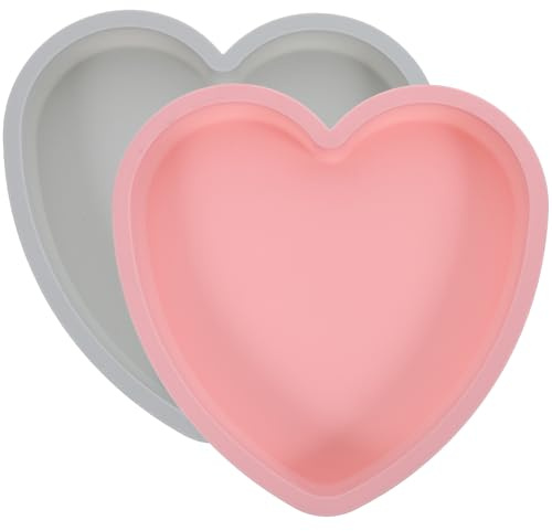 Hemoton Heart Shaped Silicone Baking Mould Set of 2 Nonstick Fruit Cake Pans for Diy Mini Dessert Baking Moulds Oven Safe 8.07X7.87X0.98 Inches