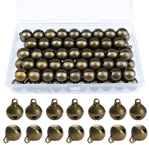 GZhaimai 100 Stück Glöckchen, 14 mm kleine Glocken mit Box, Glöckchen Glocken für Weihnachtsfeier, DIY, Hochzeit, Geburtstag (Kupfer)