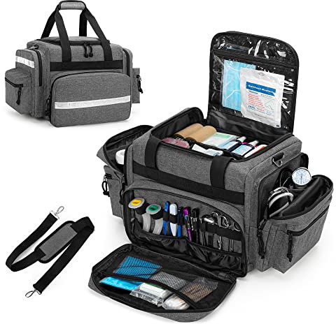 Damero Medizinische Trauma Tasche leer, professionelle Ersthelfer Tasche mit Mehreren Taschen für medizinisches Zubehör,Grau