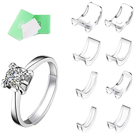 NITAIUN 16 Pièces Réducteur de Taille de Bague Invisible 8 Tailles Réducteur Guard Ajusteur de Taille s'adapte à Plupart les Bagues pour Bagues Amples pour Rendre les Anneaux Plus Petits(16 Pièces)