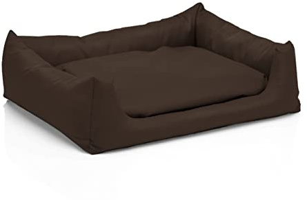 Juelle Hundebett aus Kunstleder Hundebett Kuschelbett Sofy Rex S-XXL (100x80cm, Dunkelbraun)