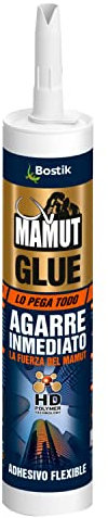 BOSTIK MAMUT GLUE Blanco, Adhesivo de Montaje de Alta Resistencia, Unión Inmediata y Duradera para el Pegado de Objetos Pesados, Todo Tipo de Materiales, Interior y Exterior, Cartucho 290 ml