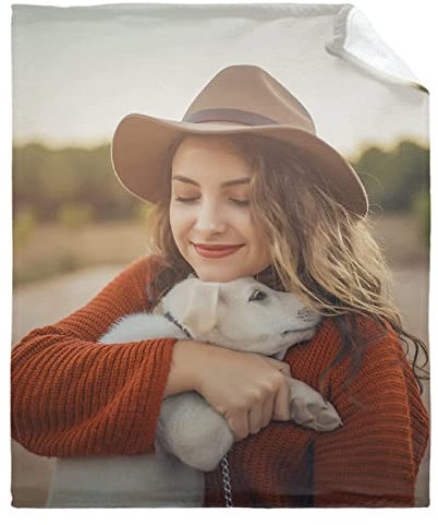 JINFU Benutzerdefinierte Decke mit FotoText Benutzerdefinierte Decke mit Foto-Text Personalisierte Bettwäsche Werfen Decken Angepasst Flanell Fleece Decken für Familie Geburtstag (75x100cm XS,A)
