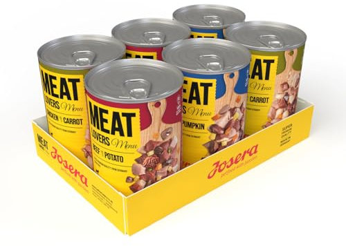 Josera Meat Lovers Menu Multipack | Nassfutter für Hunde | hoher Fleischanteil | getreidefrei | Alleinfuttermittel | 6x400g