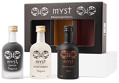 MYST Spiced Apple Rum Salted Caramel & Coffee Tequila Liqueur Gift Set - 3 X 5cl Rum & Tequila Liqueur - 26% ABV Liqueur - Great For Cocktails or With Mixers