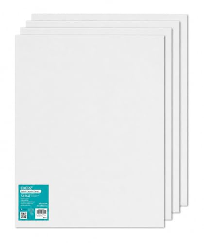 Exerz 50 x 60 cm Canvas Paneler 4 st - 3mm/ 280gsm/ 100% Bomull Konstnärliga Vita teckningar för målning/vakuum/tre lager av gips/syrafri/Medium korn - Olja eller akryl
