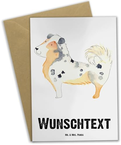 Mr. & Mrs. Panda Personalisierte Grußkarte Hund Australien Shepherd - Geschenke, Hundemotiv, Grußkarten Personalisiert, Karte, Sprüche, personalisierbar, Spruch, Familie, individuelle