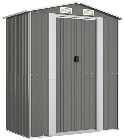 Keketa Trädgårdshus Trädgårdsverktyg Skjul Verktyg Trädgård Hjul Trädgårdsskjul Verktygshjul Trädgårdsredskap Ljusgrå 192x108x223cm Galvaniserat Stål