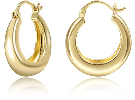 KISSPAT Creoler-örhänge, allergivänliga creoler av 925 silver, guldörhängen för kvinnor och flickor, Mässing, Ingen ädelsten
