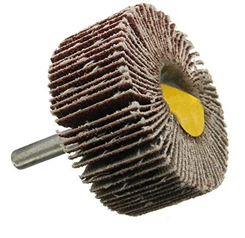 DOMELA Kit de Roue de Polissage, Roue de Polissage, Tige de 6 mm, Roue de ponçage à Grain 40, Disque de Roue à lamelles de 25 à 80 mm, Roue Abrasive de ponçage - Roue de Polissage de 80 mm