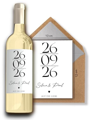 Weinetikett Hochzeitsdatum | Weinflaschenaufkleber | Hochzeit Geschenk | Hochzeitsgeschenk personalisiert