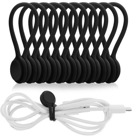 Lusofie 10 PCS Magnetic Cable Ties Silicone Cable Clips Cord Organizer Reusable Magnetic Cord Ties USB Cable Manager for Office, School, Home