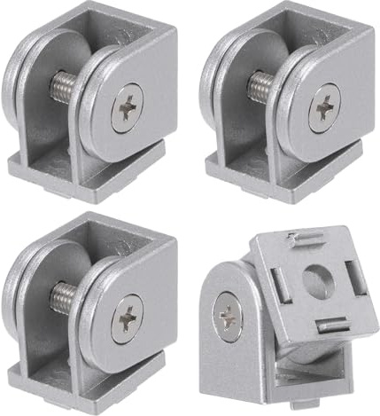 sourcing map Druckguss Aluminium Gelenk 180°4 Stück | verstellbarer flexibler Gelenkverbinder für Aluminiumprofil der Serie 2020 Öffnung 6mm Silberton