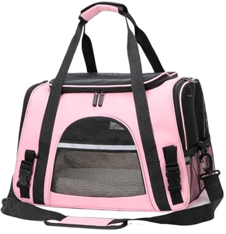 Katzenbox Transporttasche Katze Weiche Haustierträger, Tragbare Tasche, Katzenträger, Hundetaschen, Ausgehende Reisen, Haustiere, Handtasche Mit Reißverschlüssen Transportbox Katze(Color:Rosa)