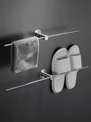 Porta asciugamani senza forare, porta asciugamani estensibile,portasciugamani autoadesivi,design semplice e alla moda (Brushed stainless steel, 60CM)