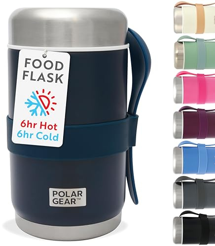 520ml Insulated Food Flasks For Hot Food – Double-Wall Stainless Steel Hot Food Flask With Spoon – Thermal Lunch Box keeps Meals Drinks Hot or Cold for 6 Hours – Leakproof Soup Containers (Indigo)