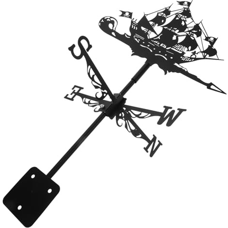 FONDOTIN Veleta Decorativa de Barco Pirata para Jardín y Techo, Indicador de Viento en Hierro Resistente Decoloración Estilo Rústico y Diseño Llamativo