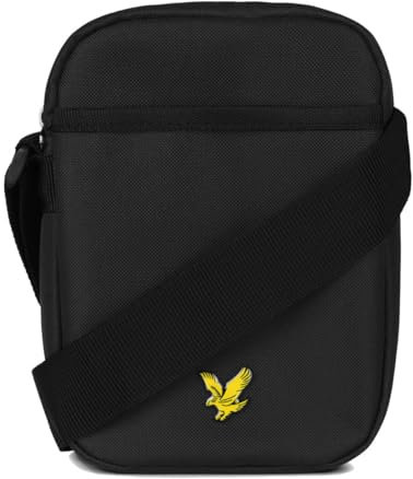 Lyle & Scott Umhängetasche Herren Schwarz | Schultertasche Herren mit zwei Taschen, strapazierfähigem Stoff und Steinadler-Emblem