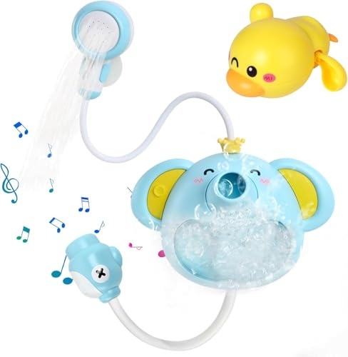Badewannenspielzeug ab 1 2 3 4 Jahr,Badespielzeug ab 1 2 3 4 Jahr,Seifenblasenmaschine mit Musik Dusche Kopf LED Spielzeug ab 1 2 3 Jahr Mädchen Junge,Badespielzeug Baby ab 18 Monate Baby Bath Toy