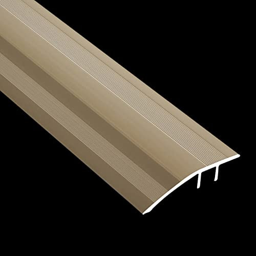 Floor Transition Strip Entry Ramp, Metal Transition Threshold Strip Laminated Floor Carpet Non-Slip Edge Front/Rear Home Garage Step with Grooves,Gray,Gray