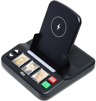 VOCA Cell Phone Station Pro with 3 Speed-Dial Photo Buttons, Emergency Call, Wireless Speaker, Speed Dial, Hands-Free, Easy Setup & Operate