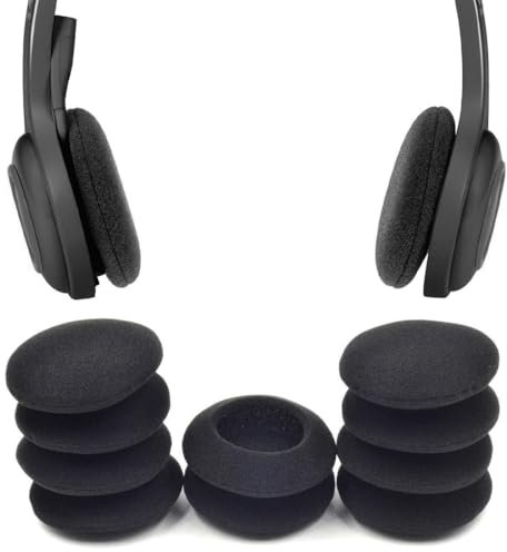 XENQITO 10 Pezzi Cuscinetti Auricolari per Cuffie, Schiuma Paraorecchie, Cuscinetti Auricolari di Ricambio Cuscinetti in Schiuma, Cuscinetti Auricolari di Ricambio Neri da 50 mm per Cuffie Audio