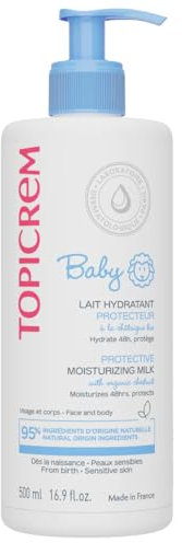 Topicrem - Latte idratante protettivo per neonati, viso e corpo – idrata 48 ore, nutre, protegge la pelle – consistenza cremosa, profumo delicato, pelle sensibile, prodotto in