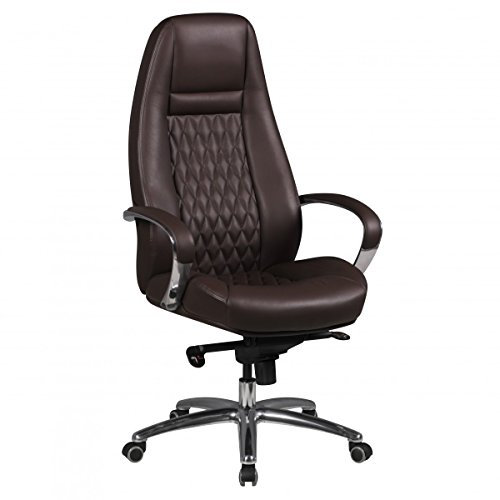 KADIMA DESIGN Bürostuhl Austin Echt-Leder Braun Schreibtischstuhl 120 KG Chefsessel hohe Rückenlehne mit Kopfstütze X-XL