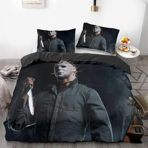 Horror Movie Themed Bedding Sets - Dark Ambiance Duvet Cover and Pillowcase, Scary Beautiful Duvet Cover Set (08,200x200cm+50x75cm*2)