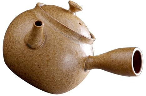 1Pc Retro Ceramic Teapot Household Kettle with Long Handle Heat Resistant Yellow Tea Kettle for Home and Use Practical and Decorative Design
