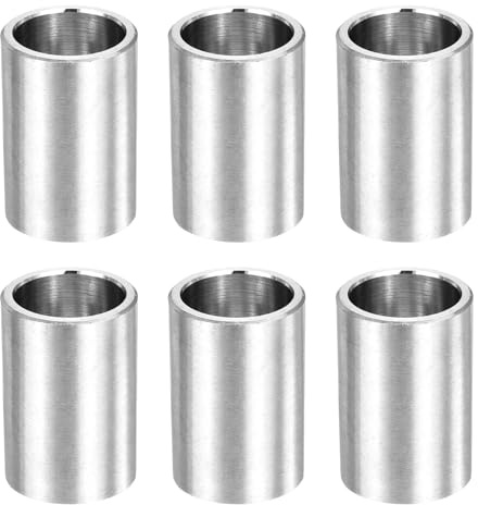 QUARKZMAN Metall Abstandshalter M16 16mmID x 20mmOD x 30mmL Silber 6 Stück | Edelstahl Abstandshalter, Rund Gewindelose Standoff Buchse Glatte Oberfläche für Schrauben Bolzen