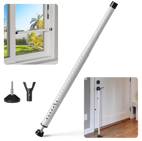 WooFog 2-in-1 Sliding Door Security Bar and Window Security Bar, 16.5-48inch Adjustable Multi-use Window Bars Security Inside, Patio Door Safety Stopper for Home, Apartment, White (1 Pcs)