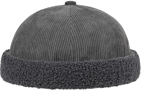 Clakllie Winter Docker Cap Herren Damen Warme Corduroy Dockermütze Cap Ohne Schirm Rolled Cuff Seemannsmütze Hafenmütze Verstellbar Beanie