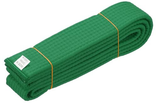 YELARXI Karate Belt, Martial Arts Ranking Belts Solid Cotton Double-Layered Core Long Soft Uniform Training Equipment Fitting for (Taekwondo/Karate/Judo/BJJ/Competition) 5.2 ft & Green