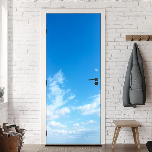 TACOKI Türtapete Selbstklebend Türposter Blauer Himmel Türbekleben Landschaft Türbilder, 3D Effekt Fototapete Türfolie Poster Türaufkleber Wandtattoo Tür Dekoration Stickers 77x200 cm v6859