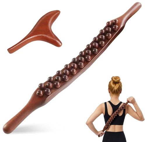 Faszienrolle Holz Massagestab Set,Therapeutisches Massagegerät mit Gua Sha Stab Massage Sticks für Rücken Bauch Schulter Muskelentspannung Nacken Beine Arme