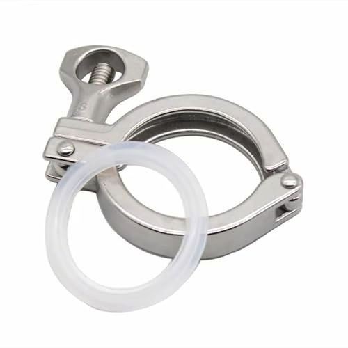 304 Stainless Steel Tri Clamp Pipe Fitting - 1.5/2/2.5 Sanitary Tri Clover Clamp with Ferrule (50.5/64mm) & Silicon Gasket, Polished Finish for Home Brewing (1/5/10 Pieces)(1pc,K 40mm 1in)