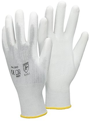 ECD Germany 24 Paio Guanti da lavoro in PU, taglia 8-M, Colore Bianco, Guanti di Protezione in Nylon adatti per Lavoro Privato e Professionale, Guanti Meccanici - per Giardino