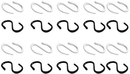 HEALLILY 20 Stück Mini Metall S-Förmige Kleiderbügel Haken für Puppenhaus Badzubehör (Schwarz Weiß)