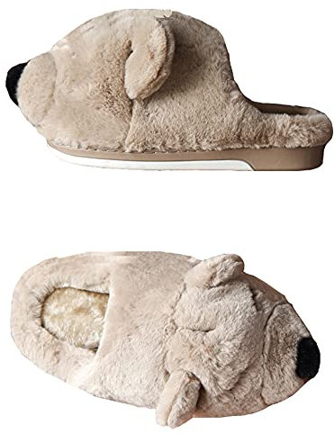 LANFIRE Groß Kinder Erwachsene Baumwolle Hausschuhe Bären Hausschuhe Tier Hausschuhe Plüsch Hausschuhe Damen Schuhe Baumwoll schuhe (40/41, Khaki slipper, numeric_40)