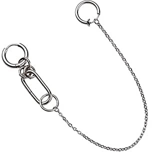 Punk lange Kette Kleine Huggie Hoop Ohrringe Nicht durchdringende Lippen Nasenring Manschette Clip Auf baumeln Quaste Drop Gothic zierlich Edelstahl für Frauen Mädchen