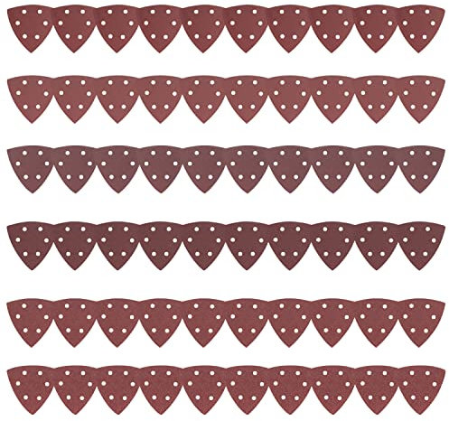 Aoyfuwell 90 Stück Dreiecksschleifpapier für Dreiecksschleifer, Klettschleifpapier, gemischte Körnung 40/80/120/180/240/320 – für Dreiecke der Größe 93x93x93mm