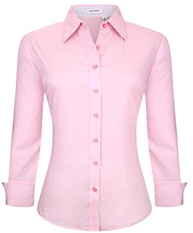 Alex Vando Camicia da Lavoro Elasticizzata A Maniche Lunghe da Donna con vestibilità Regolare